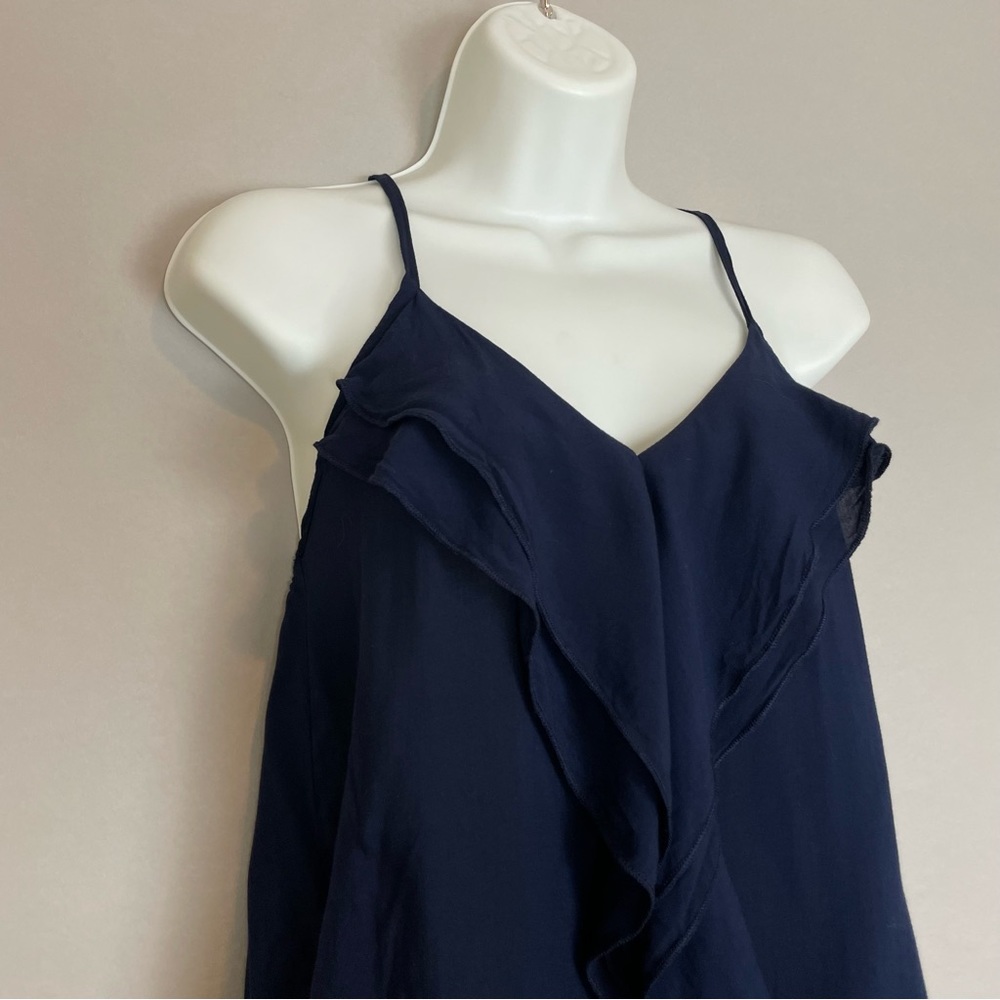 Macy & Taylor Tank Top Ruffle Sleeveless‎ Navy Blue Spaghetti Straps Size Small